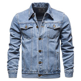 Men's Denim Casual Jacket Blue Lapel Jeans